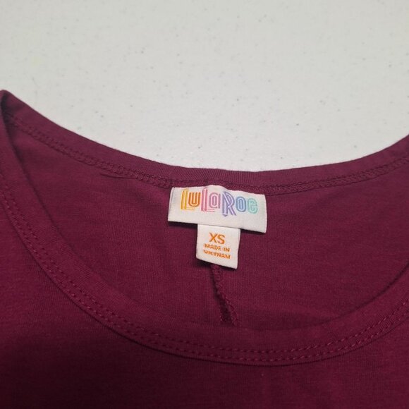 Lularoe Burgundy Carly Dress Womens XS Tee Shirt Style Front Chest Pocket Knee - Picture 6 of 11